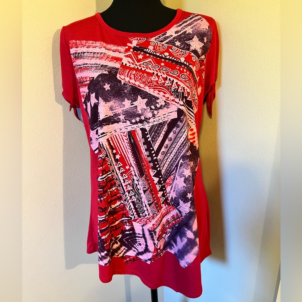 New Directions Split Sleeve Stretch SharkBite Top
